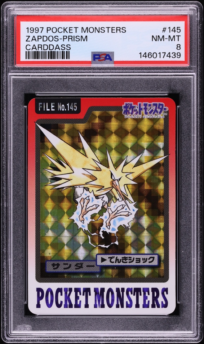 1997 Pokemon Japanese Pocket Monsters Carddass Prism Zapdos #145 PSA 8 NM-MT