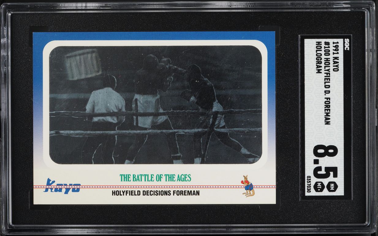 1991 Kayo Hologram Holyfield Decisions Foreman #100 SGC 8.5 NM-MT+
