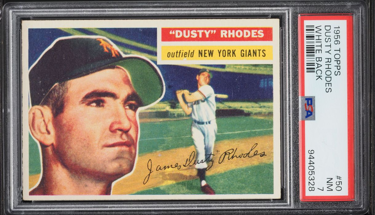 1956 Topps Dusty Rhodes WHITE BACK #50 PSA 7 NRMT