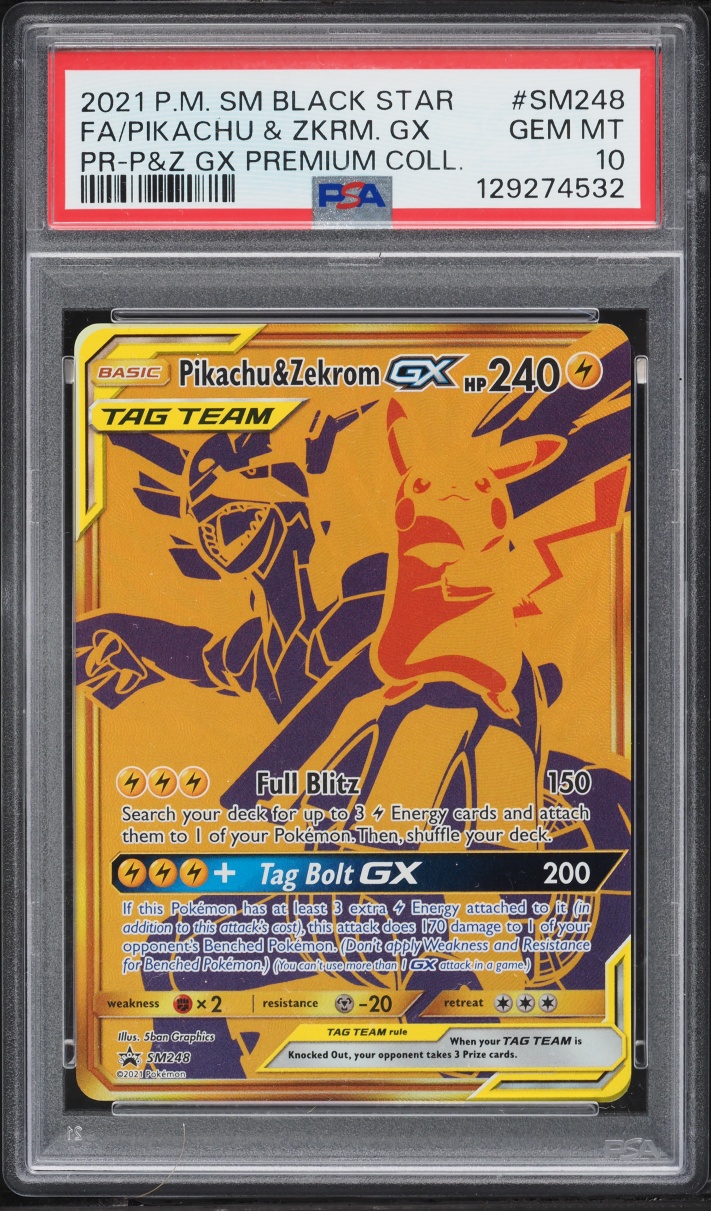 2021 Pokemon SM Promo Premium Collection Full Art Pikachu & Zekrom GX #SM248 PSA 10 GEM MINT