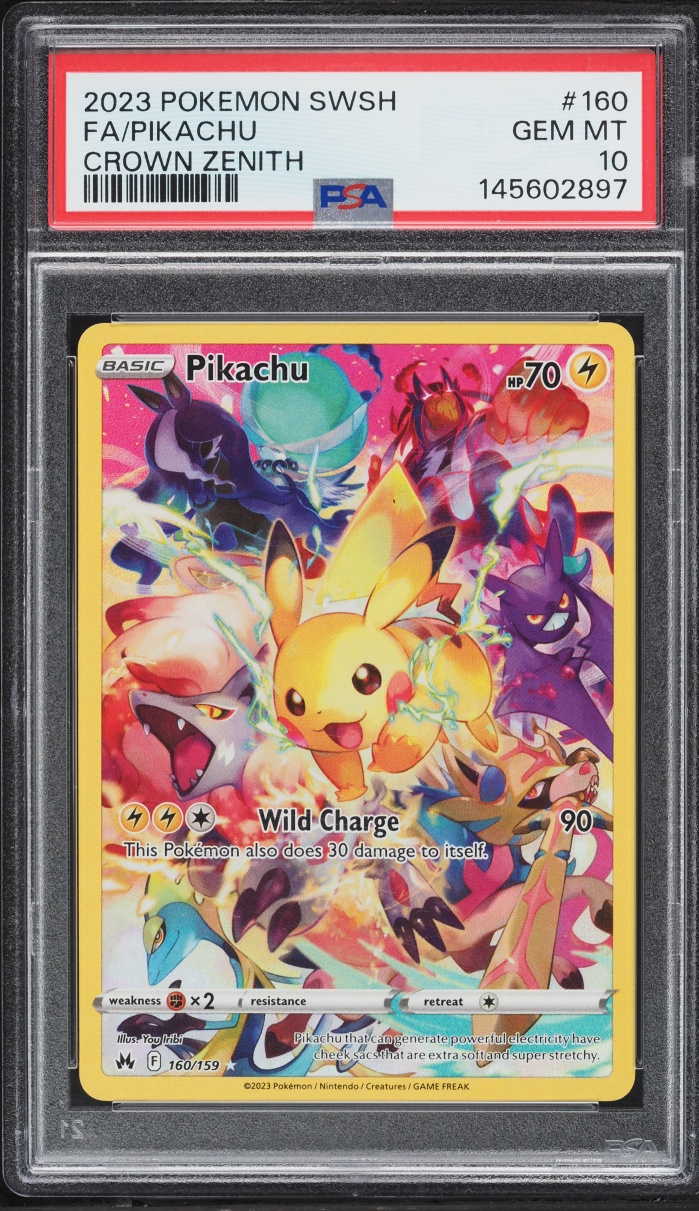2023 Pokemon Sword & Shield Crown Zenith Full Art Pikachu #160 PSA 10 GEM MINT