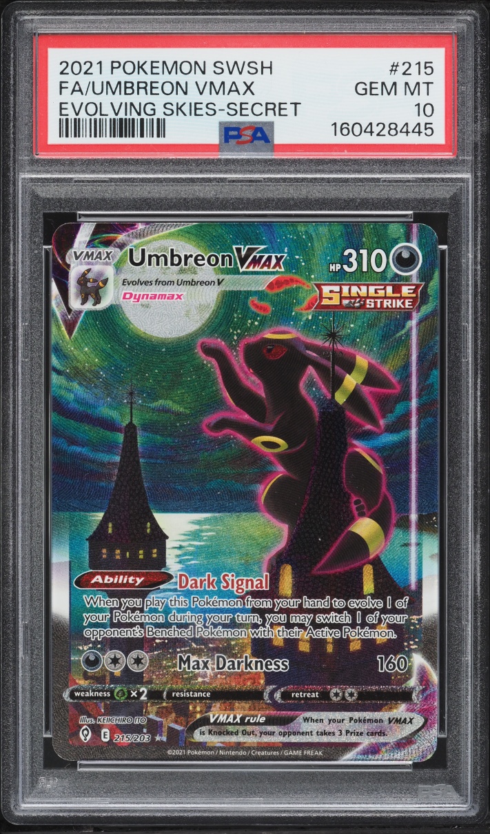 2021 Pokemon Sword & Shield Evolving Skies Alt Art Umbreon VMAX #215 PSA 10 GEM MINT