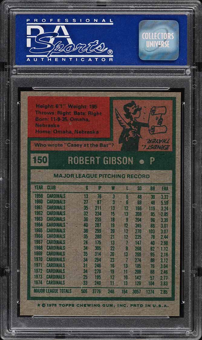 1975 Topps Bob Gibson #150 PSA 8 NM-MT