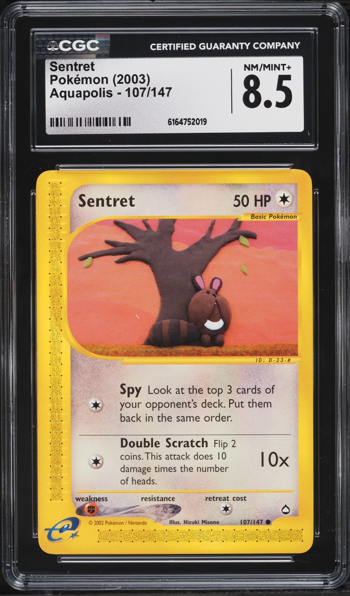 2003 Pokemon Aquapolis Sentret #107 CGC 8.5 NM-MT+
