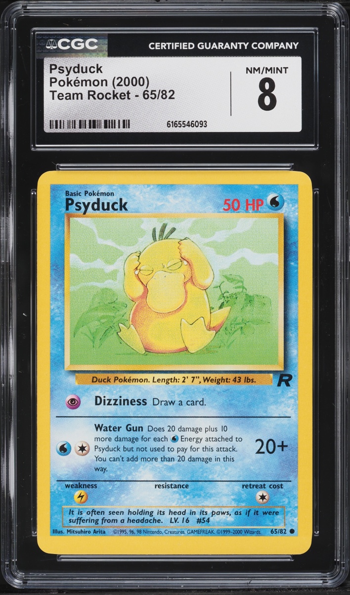 2000 Pokemon Team Rocket Psyduck #65 CGC 8 NM-MT