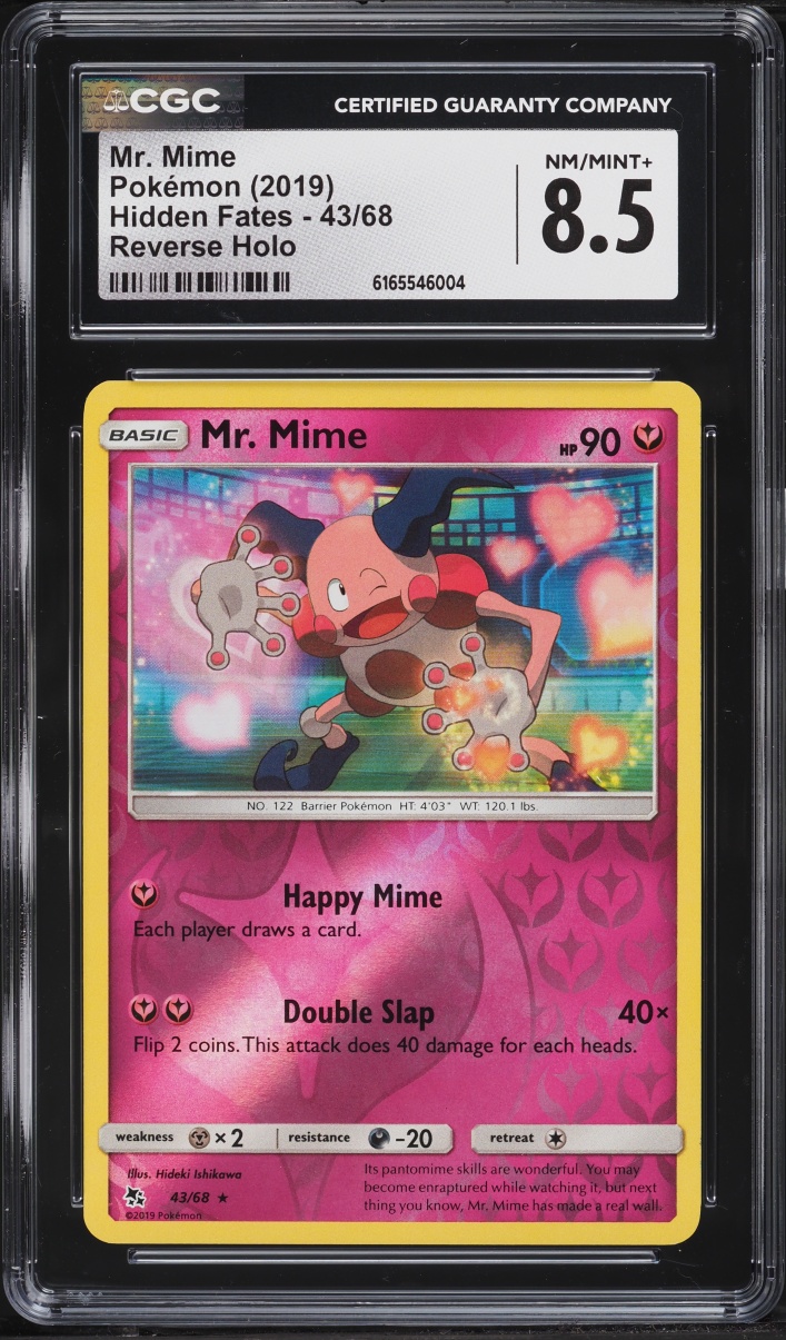 2019 Pokemon Sun & Moon Hidden Fates Reverse Holo Mr. Mime #43 CGC 8.5 NM-MT+