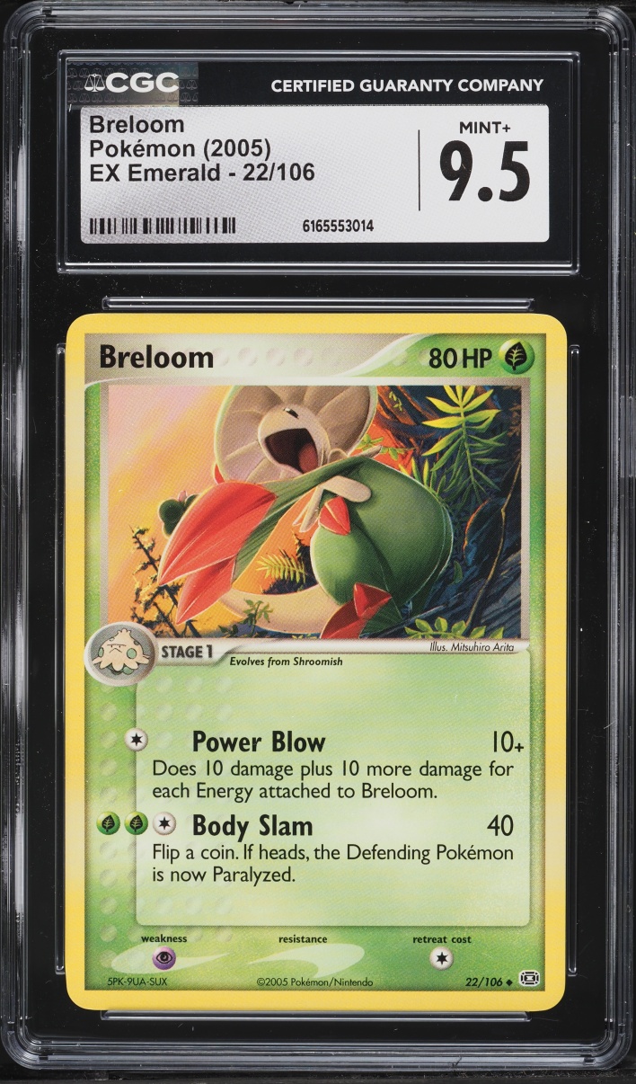 2005 Pokemon EX Emerald Breloom #22 CGC 9.5 MINT+