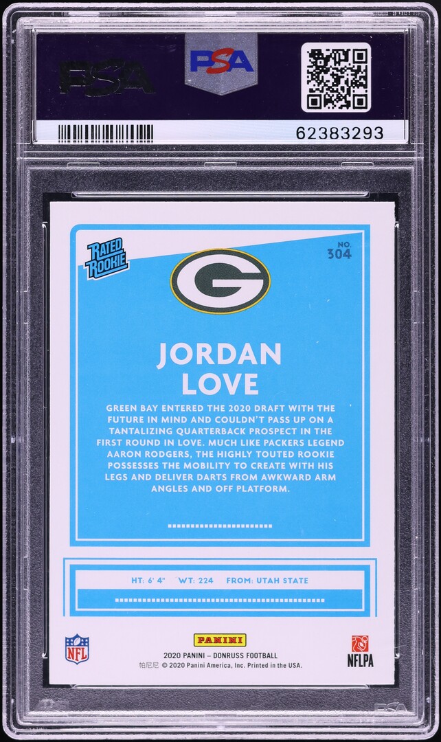 2020 Donruss Yellow Press Proof Jordan Love ROOKIE #304 PSA 10 GEM MINT