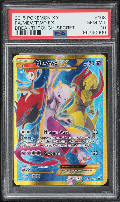 2015 Pokemon XY Breakthrough Full Art Mewtwo EX #160 PSA 9 MINT on