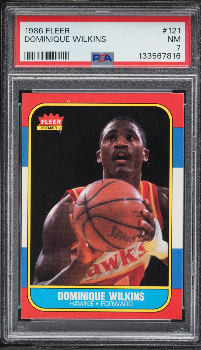 1986 Fleer Basketball Dominique Wilkins ROOKIE #121 PSA 7 NRMT