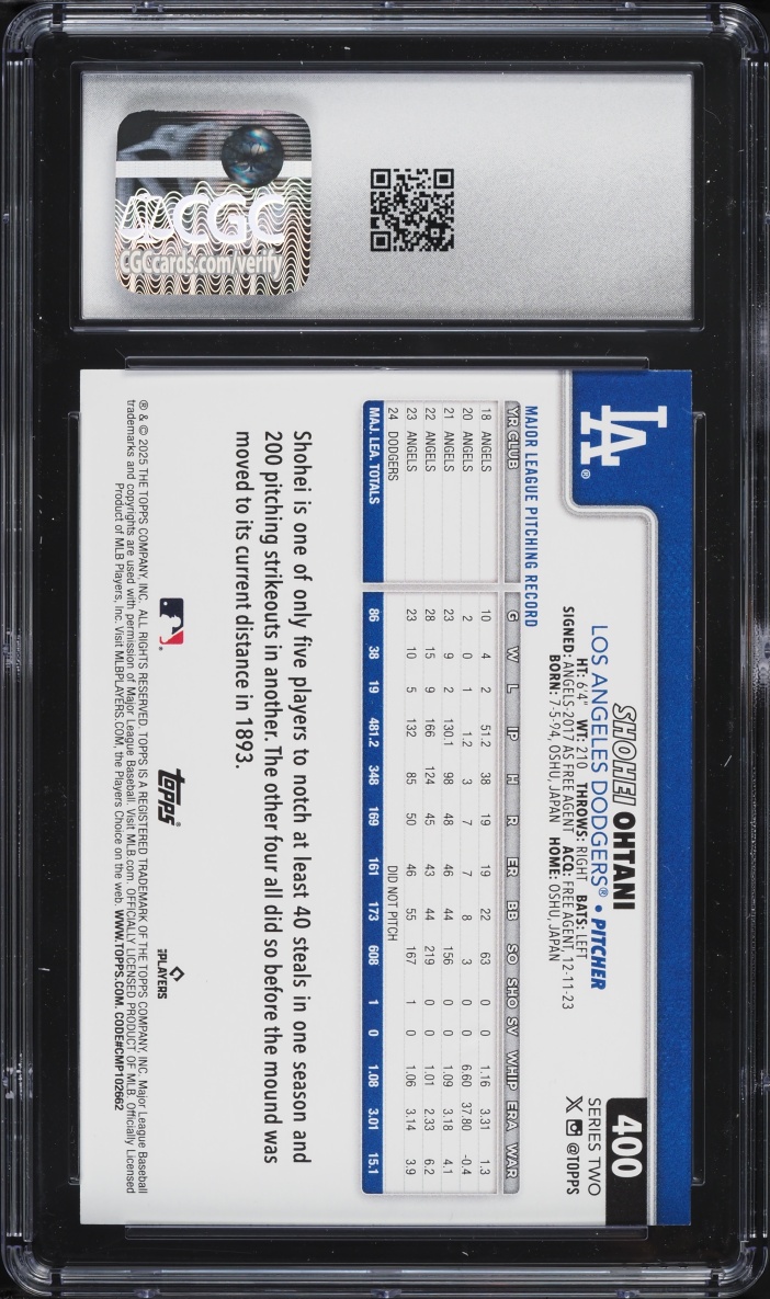 2025 Topps Shohei Ohtani #400 CGC 10 GEM MINT