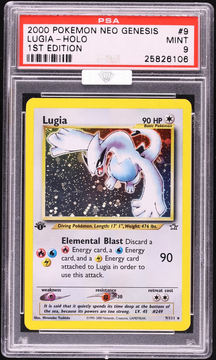 2000 Pokemon Neo Genesis 1st Edition Holo Lugia #9 MBA PSA 9 MINT