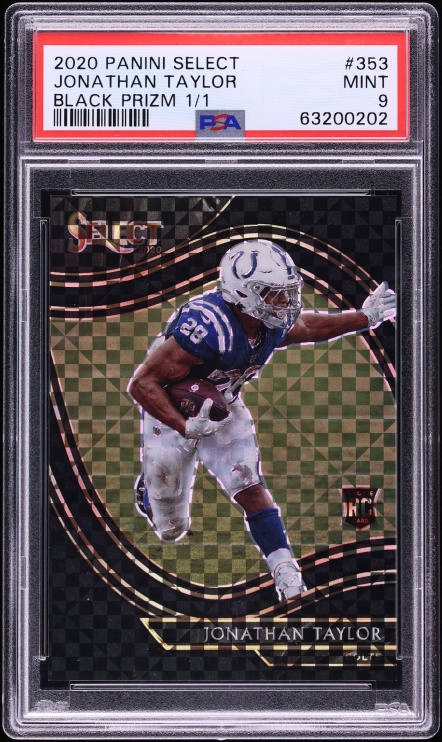 2020 Select Field Level Black Prizm Jonathan Taylor ROOKIE 1/1 #353 PSA 9 MINT - Photo 1