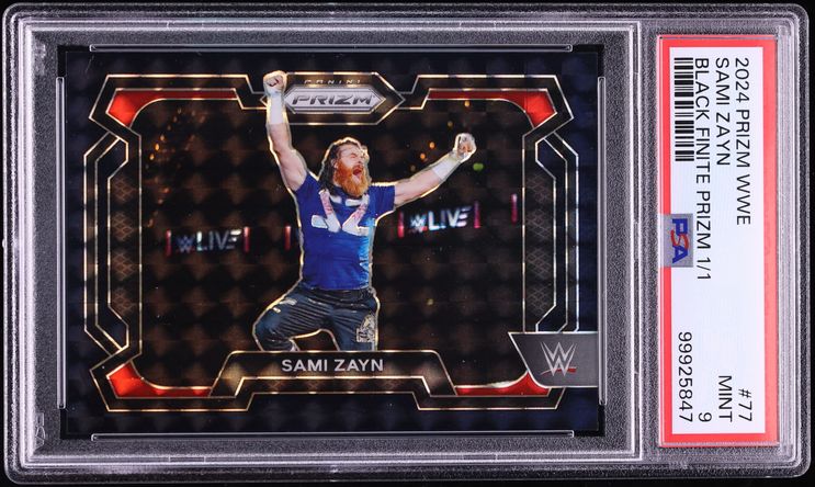 2024 Panini Prizm WWE Black Finite Sami Zayn 1/1 #77 PSA 9 MINT - Photo 1
