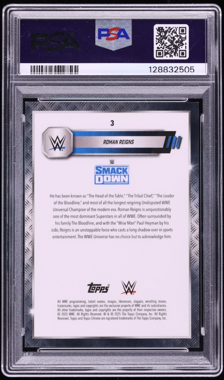 2025 Topps Chrome WWE Red Refractor Roman Reigns /5 #3 PSA 10 GEM MINT - Photo 2