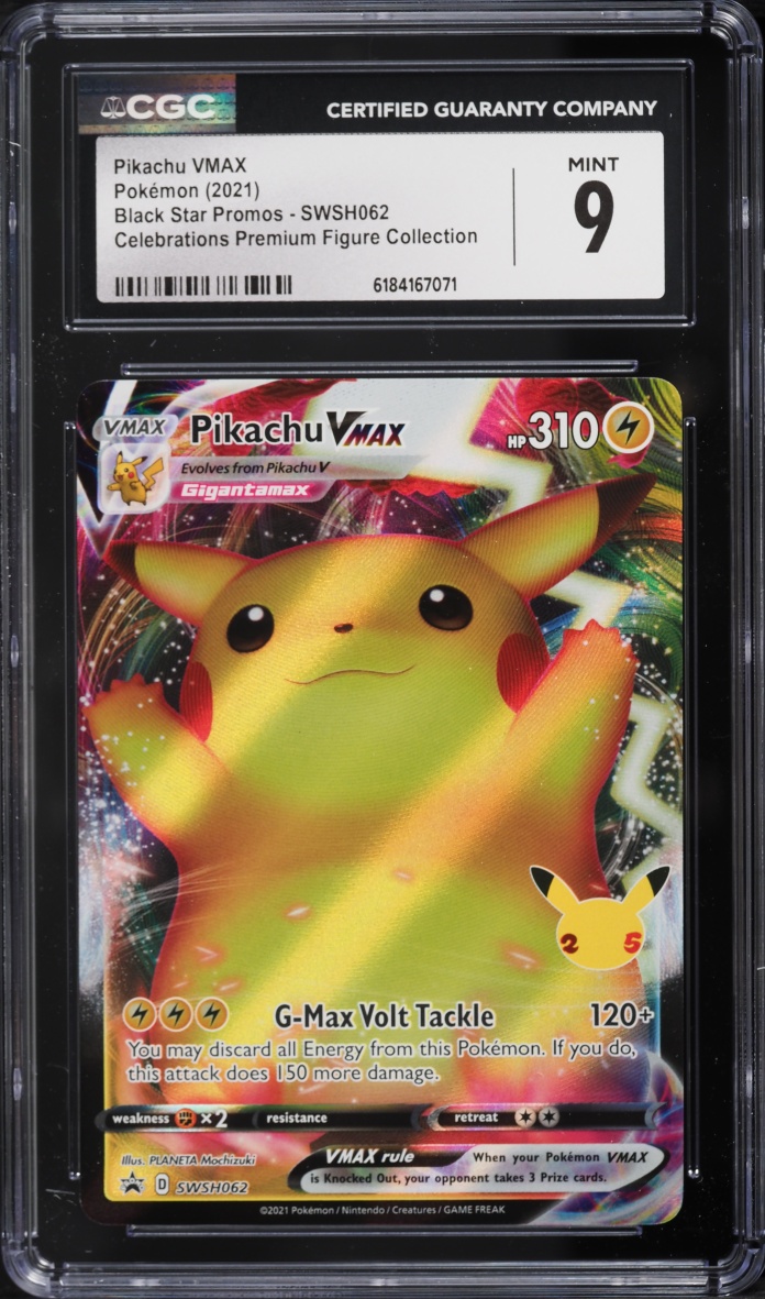 2021 Pokemon Sword & Shield Promo Celebrations Full Art Pikachu VMAX #SWSH062 CGC 9 MINT