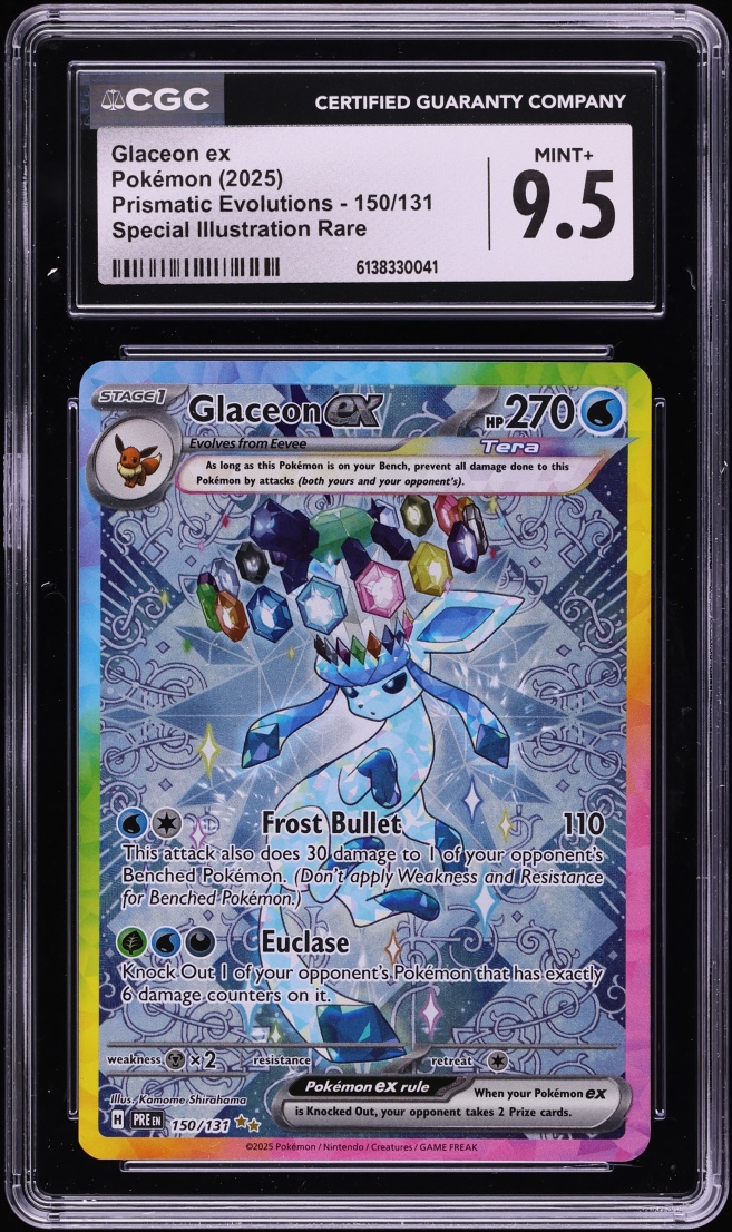 2025 Pokemon Scarlet & Violet Prismatic Evolutions SIR Glaceon EX #150 CGC 9.5 MINT+