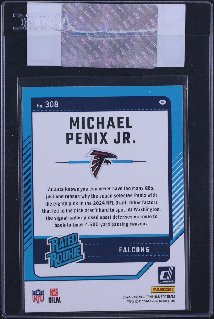 2024 Donruss Football Michael Penix Jr. ROOKIE 308 CGC AUTH on