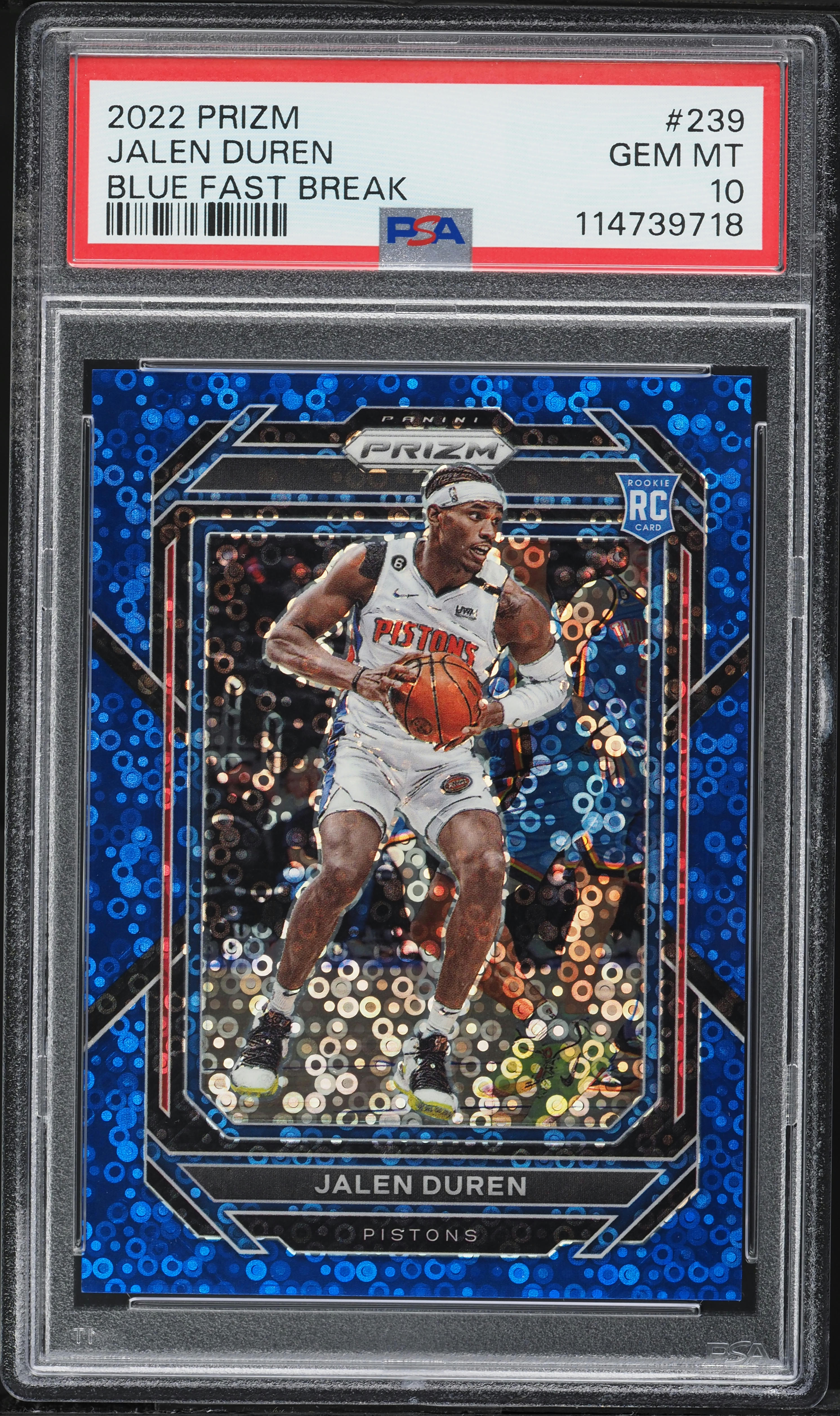 2022 Panini Prizm Blue Fast Break Jalen Duren ROOKIE /150