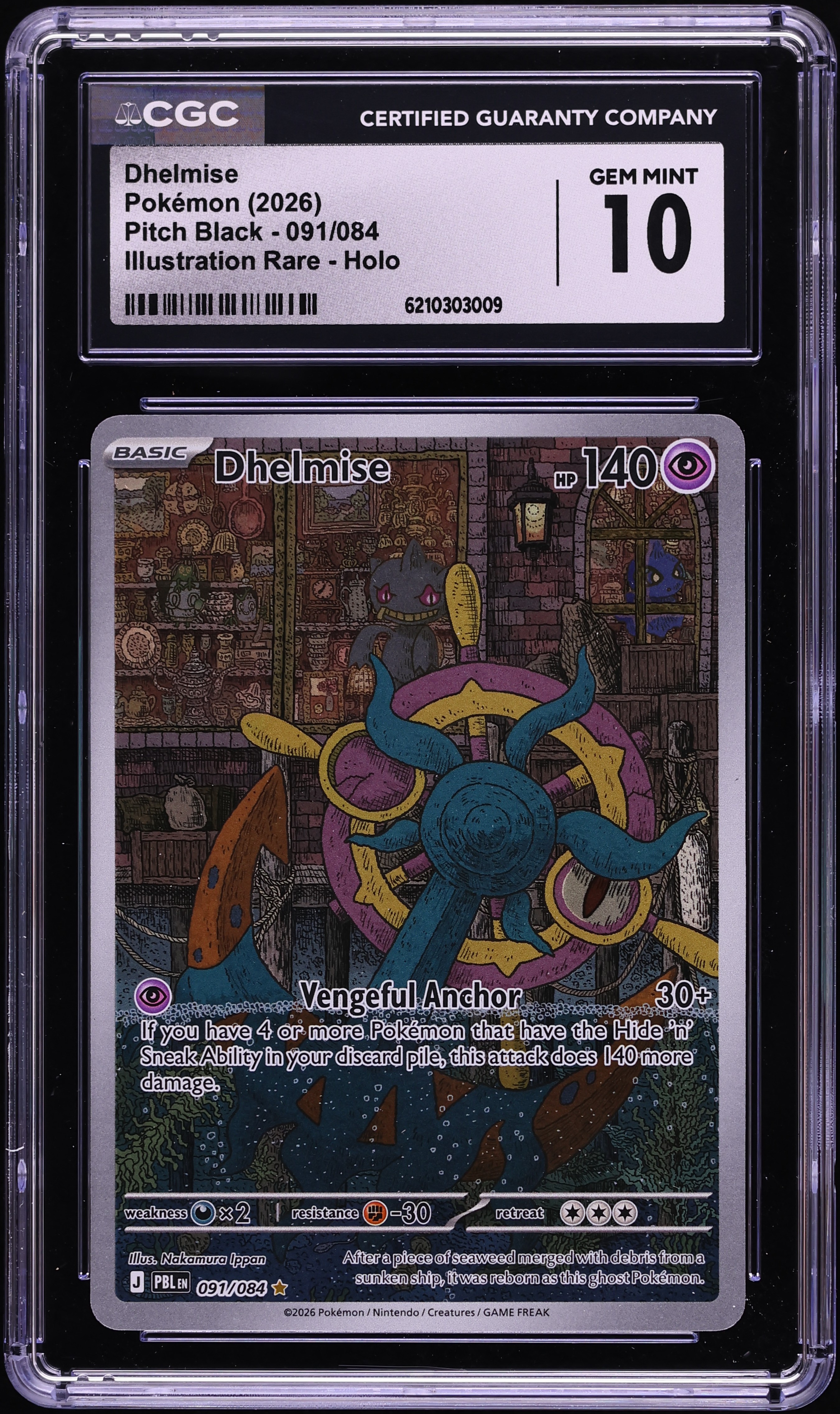 2026 Pokemon Mega Evolution Pitch Black IR Dhelmise #91 CGC 10 GEM MINT