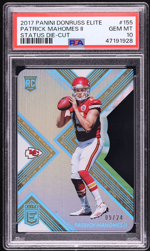 2017 Donruss Elite Status Die-Cut Patrick Mahomes ROOKIE /24 #155 PSA 10 GEM MINT