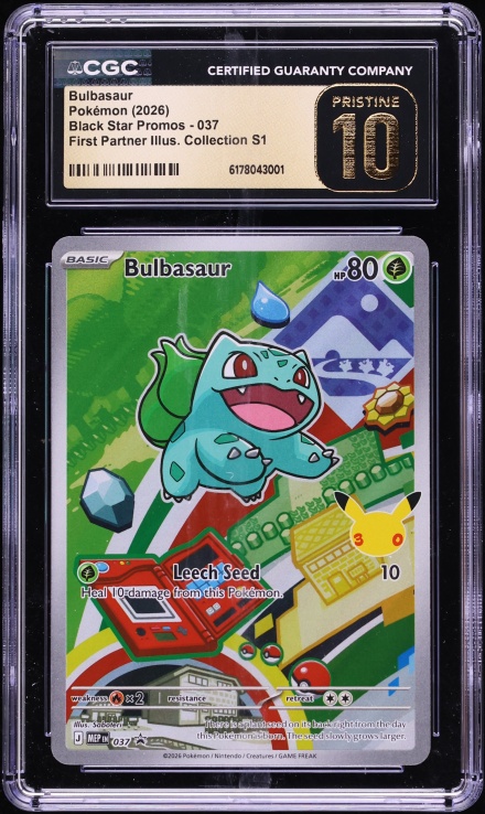2026 Pokemon Mega Promo First Partner Illustration Full Art Bulbasaur #37 CGC 10 PRISTINE