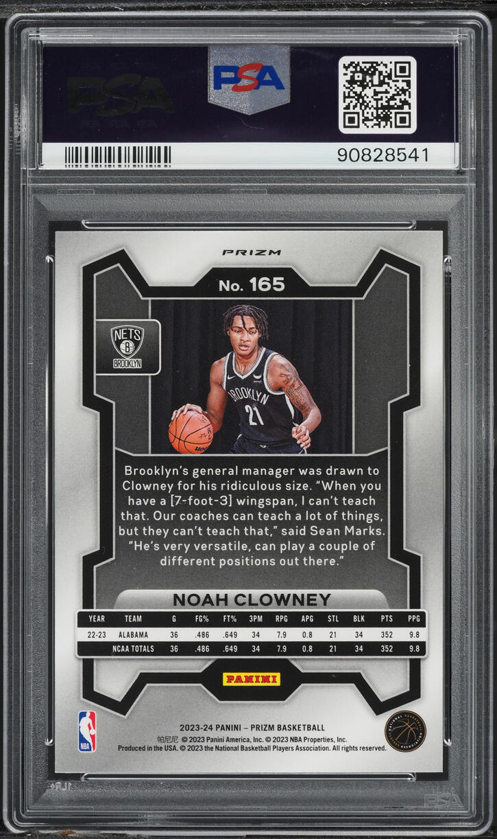 2023 Panini Prizm Pulsar Noah Clowney ROOKIE #165 PSA 10 GEM