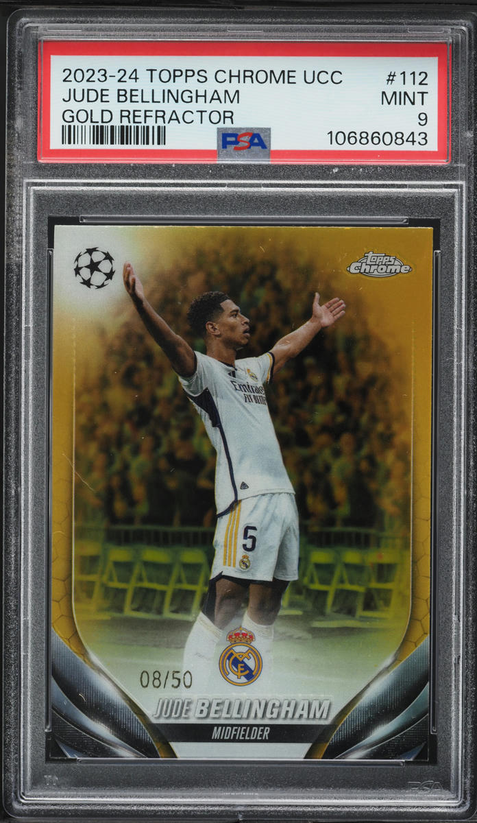 2023 Topps Chrome UEFA Gold Refractor Jude Bellingham /50 #112 PSA 9 MINT