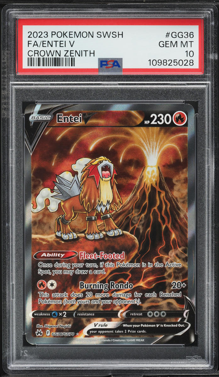2023 Pokemon Sword & Shield Crown Zenith Full Art Entei V #GG36 PSA 10 GEM MINT