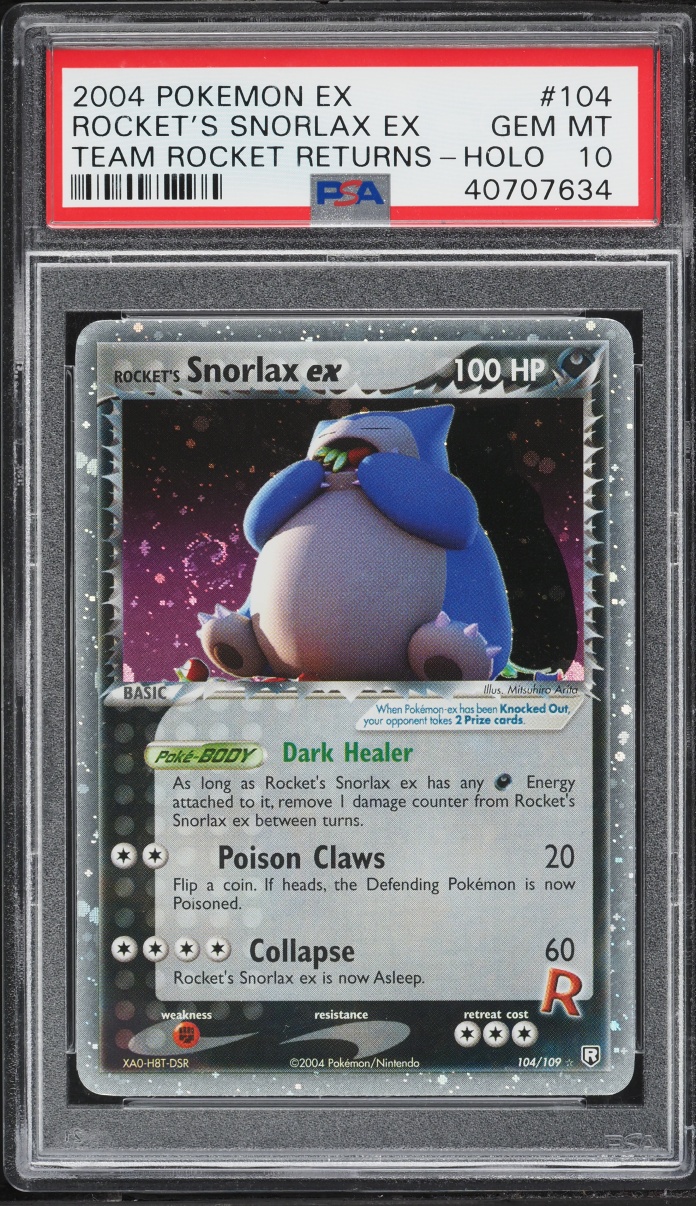2004 Pokemon EX Team Rocket Returns Rocket's Snorlax Ex #104 PSA 10 GEM MINT