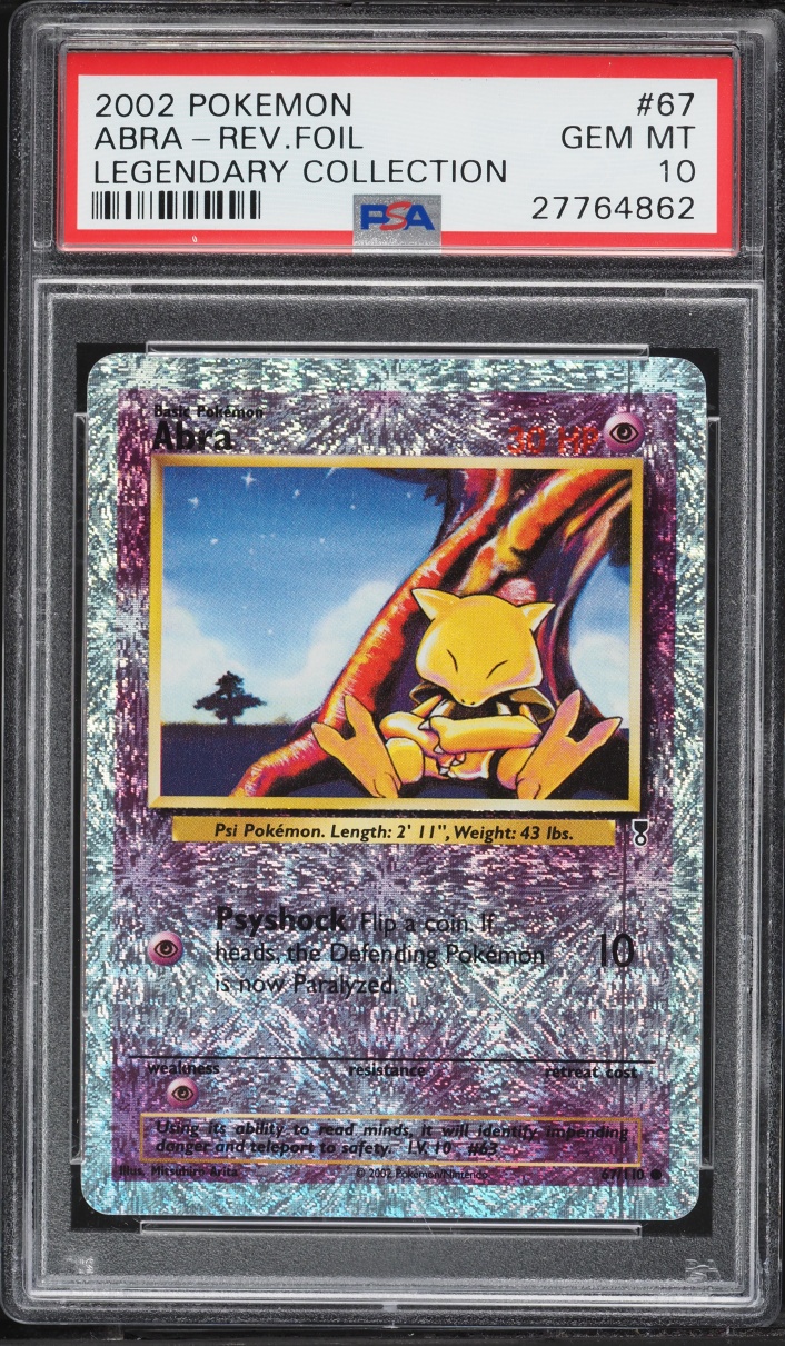 2002 Pokemon Legendary Collection Reverse Holo Abra #67 PSA 10 GEM MINT