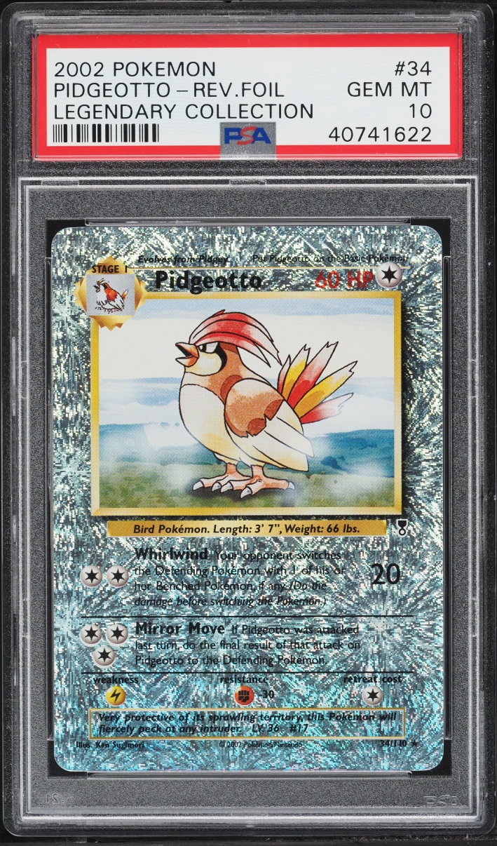 2002 Pokemon Legendary Collection Reverse Holo Pidgeotto #34 PSA 10 GEM MINT