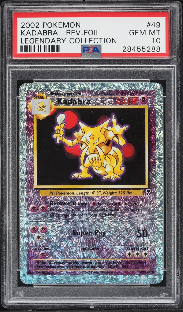 2002 Pokemon Legendary Collection Reverse Holo Kadabra #49 PSA 10 GEM MINT