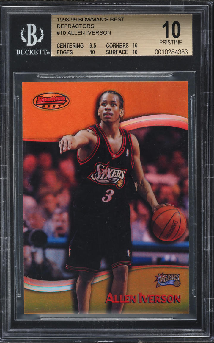 1998 Bowman's Best Refractor Allen Iverson #10 BGS 10 PRISTINE