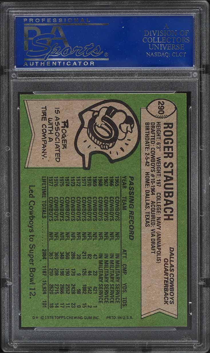 1978 Topps Football Roger Staubach #290 PSA 9 MINT