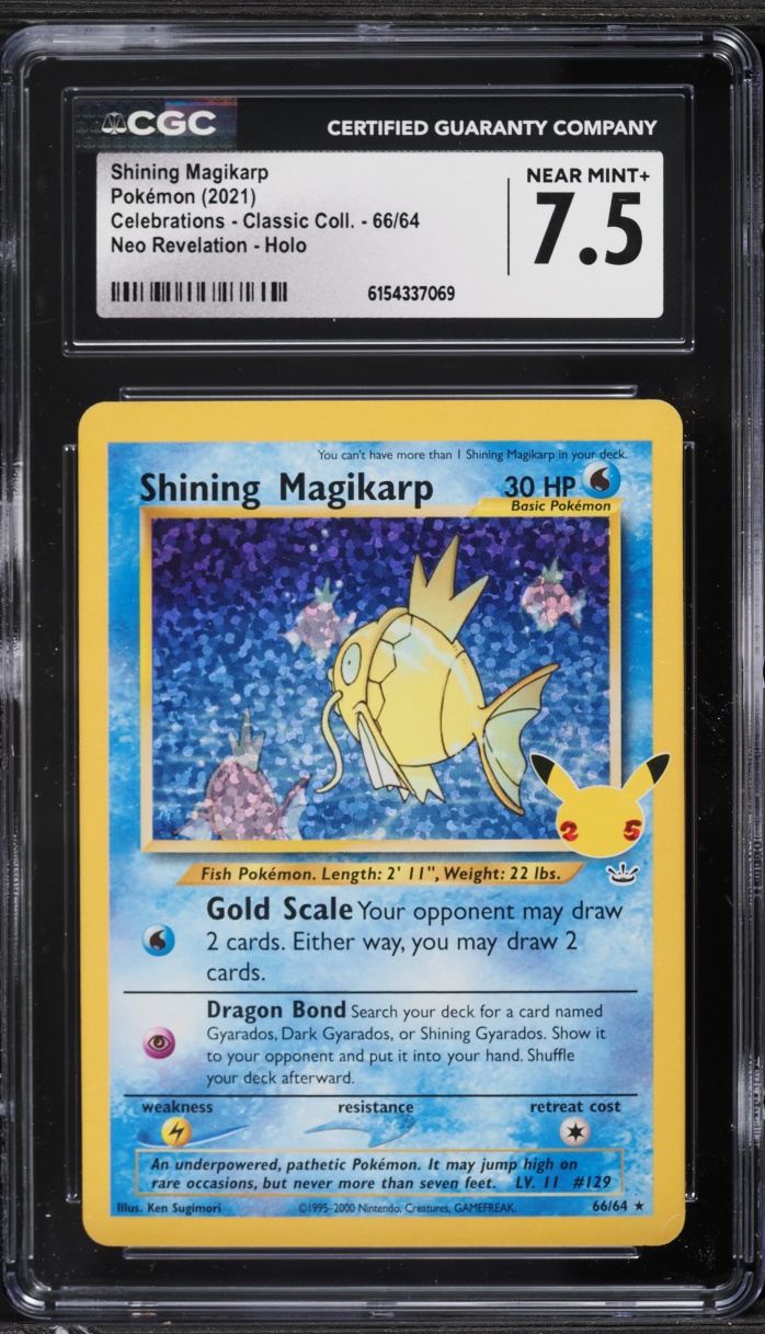 2021 Pokemon SWSH Celebrations Classic Collection Holo Shining Magikarp #66 CGC 7.5 NRMT+