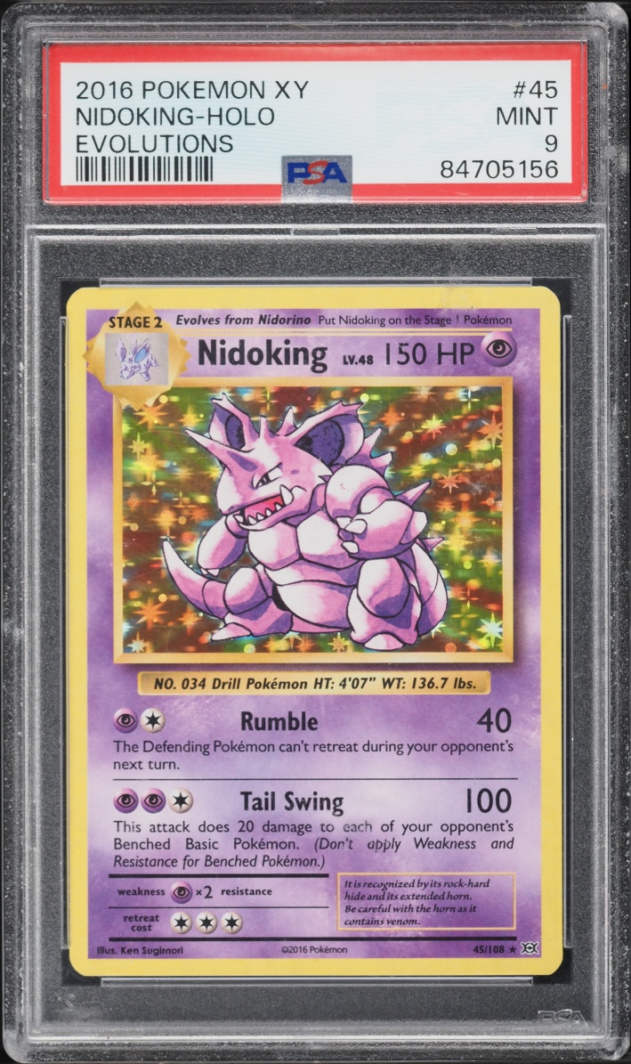2016 Pokemon XY Evolutions Holo Nidoking #45 PSA 9 MINT