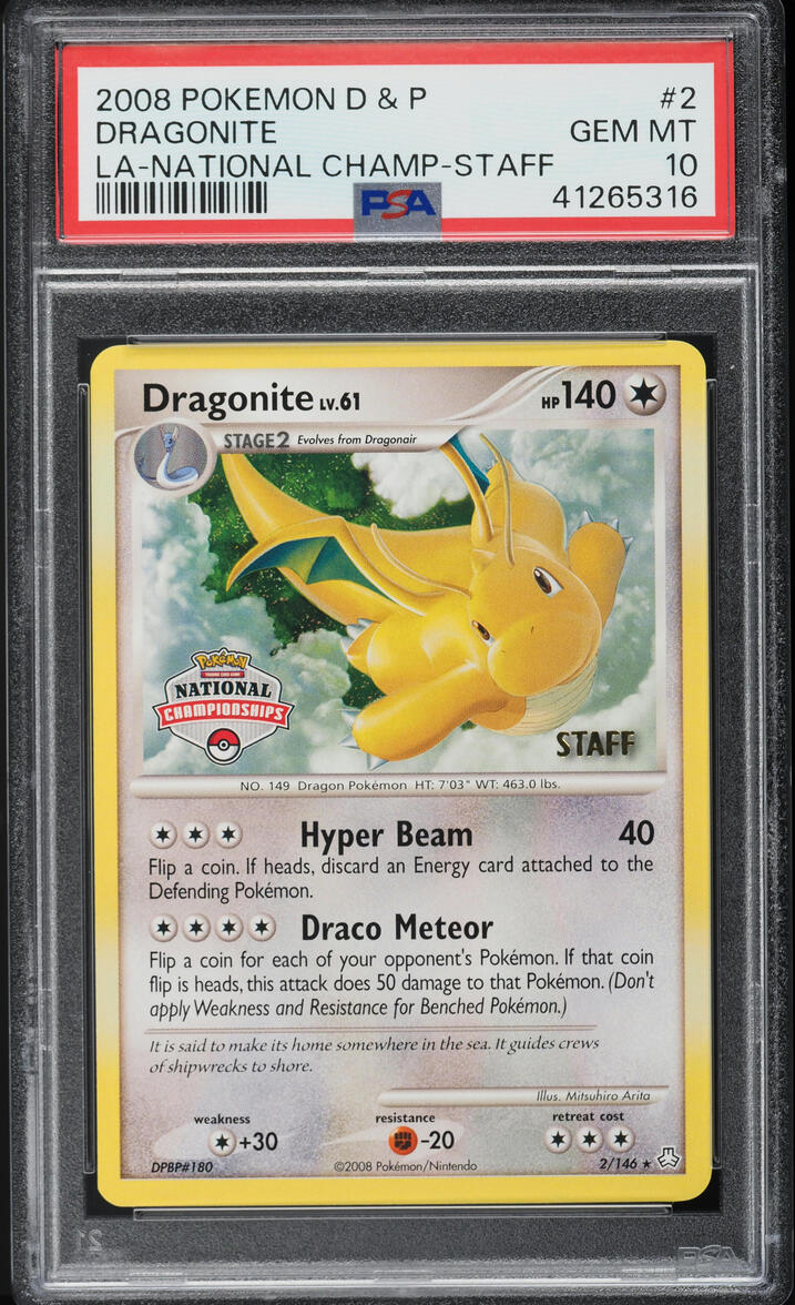 2008 Pokemon DP Legends Awakened National Championship Staff Dragonite #2 PSA 10