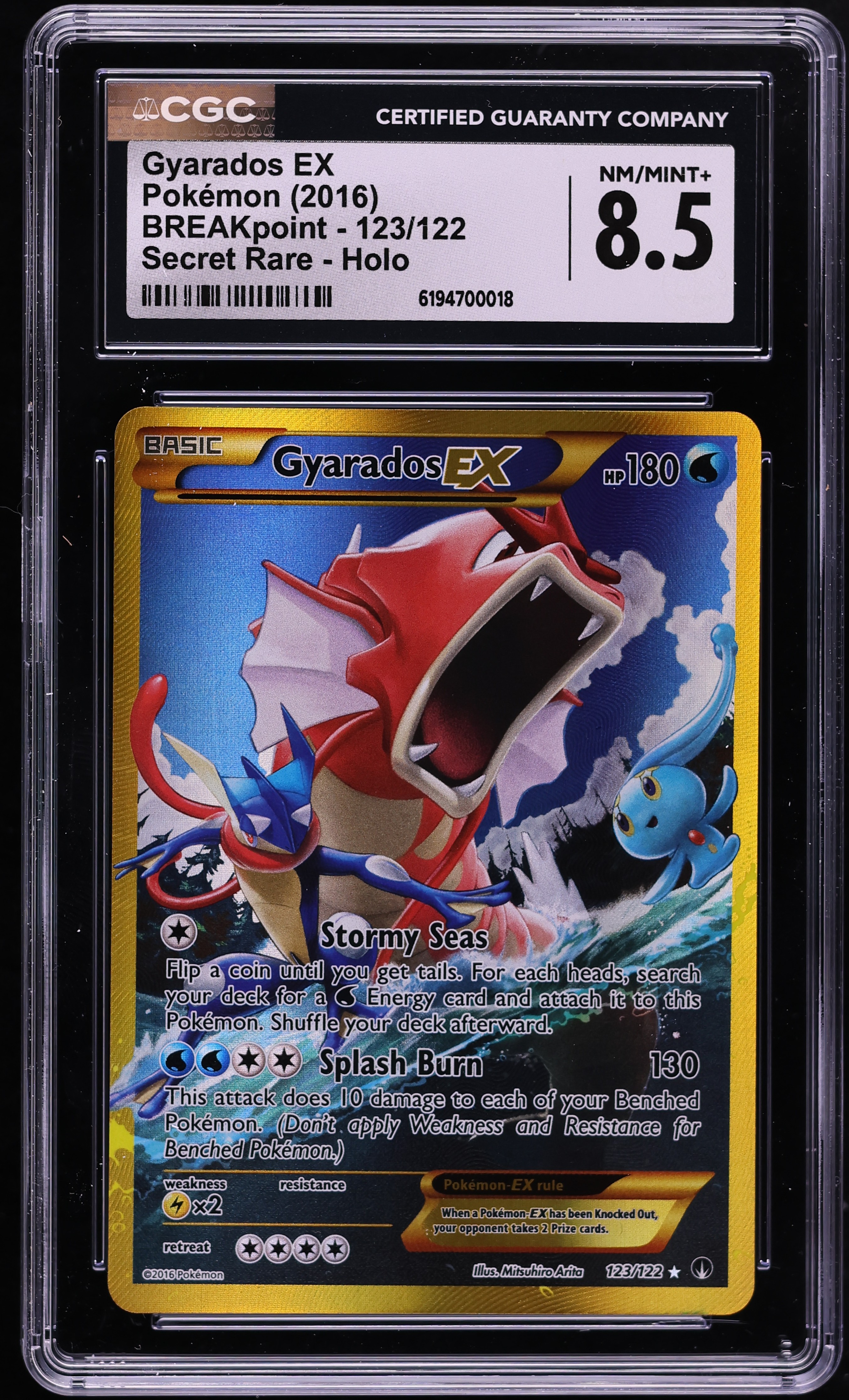 2016 Pokemon XY BREAKpoint Full Art Gyarados EX #123 CGC 8.5 NM-MT+