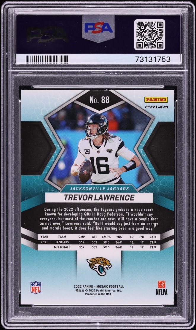 2022 Panini Mosaic Honeycomb Prizm Trevor Lawrence #88 PSA 10 GEM MINT