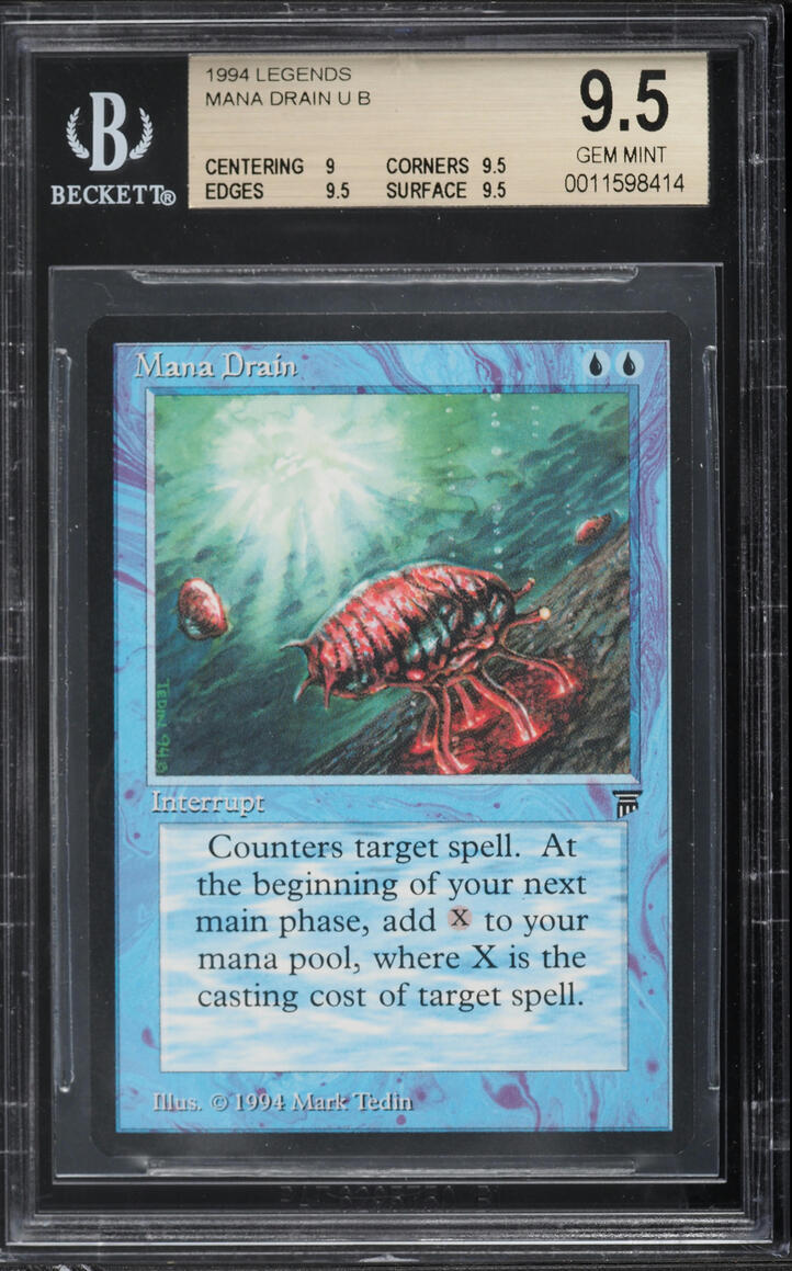 1994 Magic The Gathering MTG Legends Mana Drain BGS 9.5 GEM MINT on ...