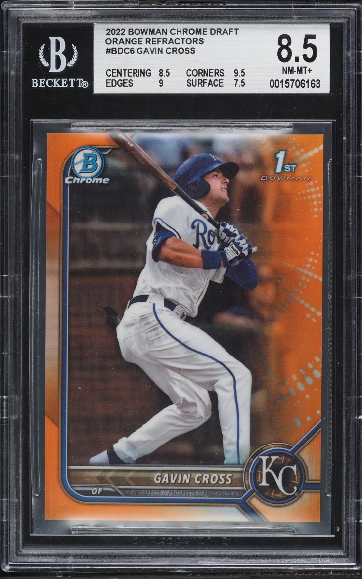 2022 Bowman Chrome Draft Orange Refractor Gavin Cross PROSPECT /25 #BDC-6 BGS 8.5 NM-MT+