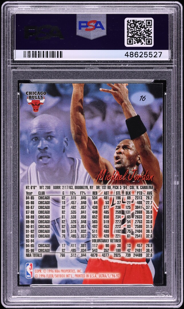 1996 Ultra Basketball Michael Jordan #16 PSA 10 GEM MINT
