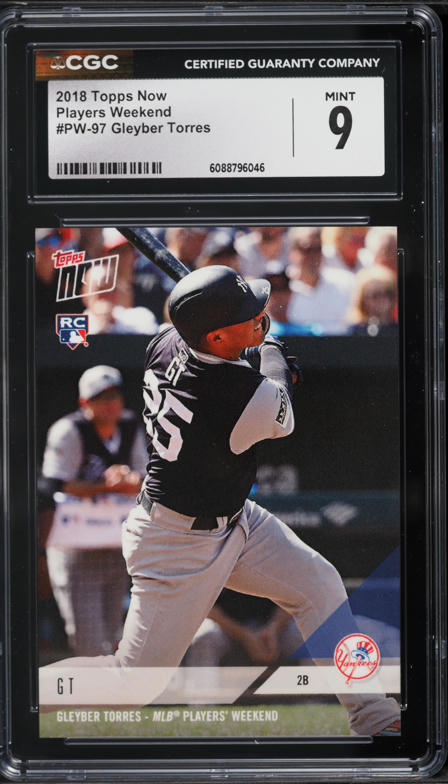 2019 Topps Chrome Blue Refractor Gleyber Torres /150 #86 PSA 9