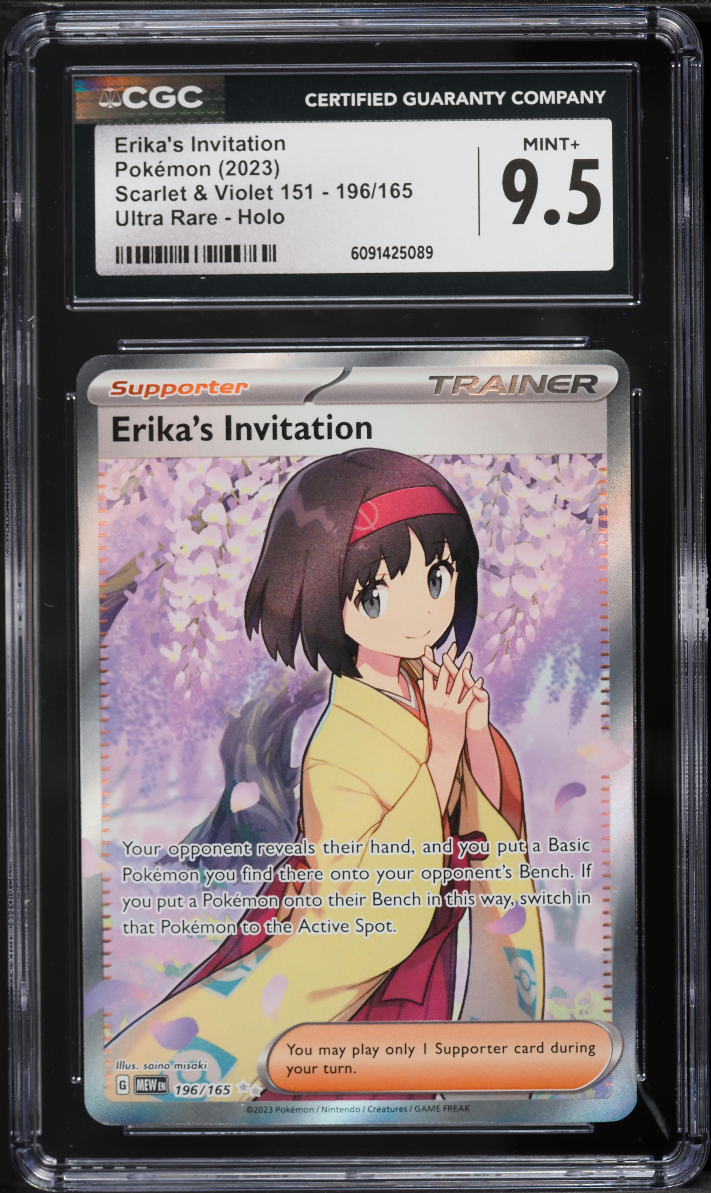 2023 Pokemon Scarlet & Violet 151 Full Art Erika's Invitation #196 CGC 9.5 MINT+