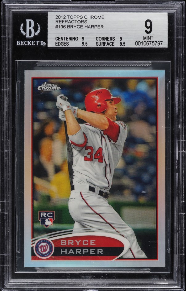 2012 Topps Chrome Refractor Bryce Harper ROOKIE #196A BGS 9 MINT