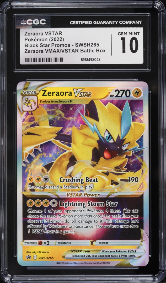 2022 Pokemon Sword & Shield Promo VMAX VSTAR Battle Box Zeraora VSTAR #SWSH265 CGC 10 GEM MINT