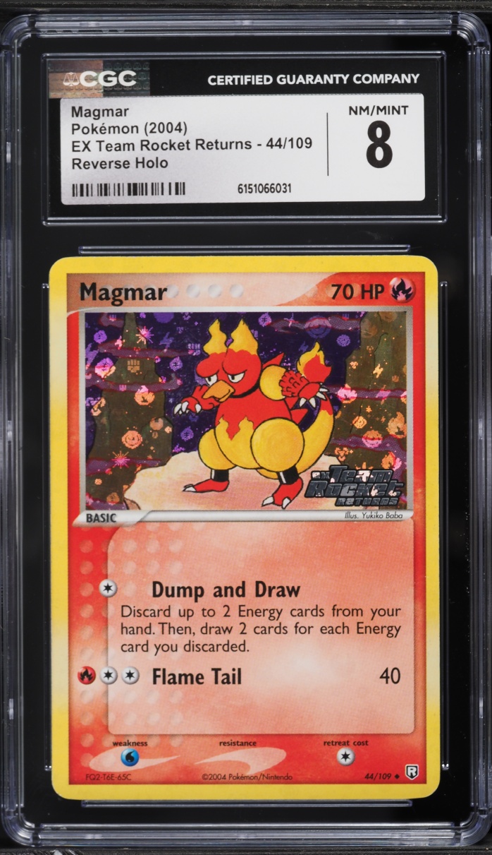 2004 Pokemon EX Team Rocket Returns Reverse Holo Magmar #44 CGC 8 NM-MT