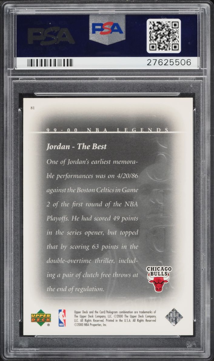 1999 Upper Deck Legends Commemorative Collection Michael Jordan /50 #81 PSA 10 GEM MINT