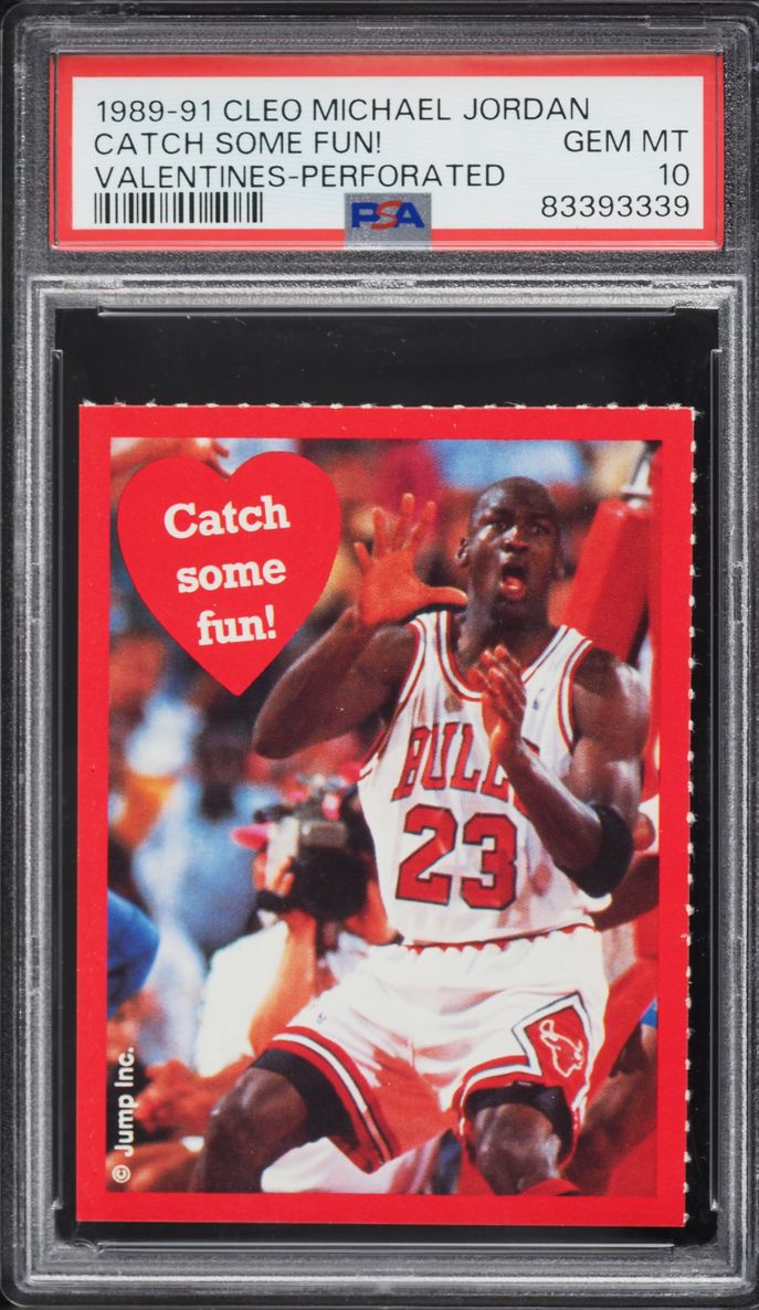 1989 Cleo Valentines Perforated Catch Some Fun! Michael Jordan PSA 10 GEM MINT